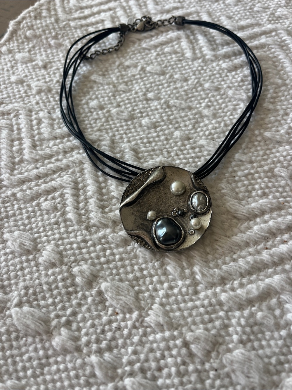 Classic Chico’s Pendant Necklace with Black Cord